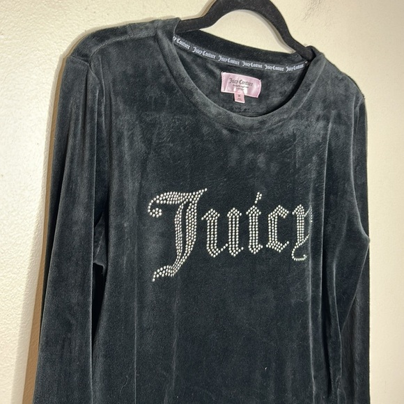 T11 Juicy couture black velvet sleep top long sleeve black size medium - Picture 10 of 10